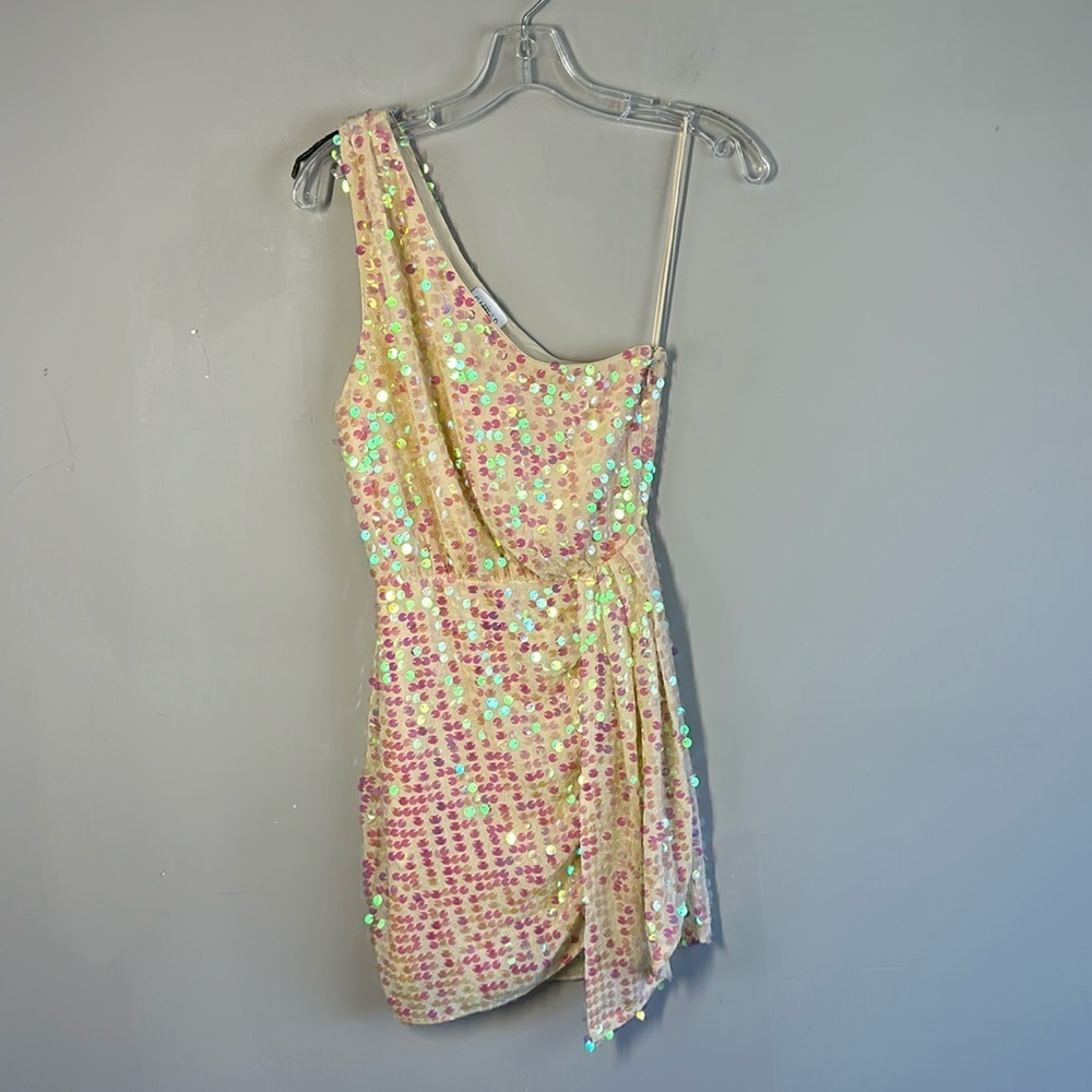 Saylor Kyrie Sequins One-Shoulder Dress Swiftie Lover Era Size XS Fairy Ethereal - Picture 5 of 16